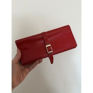 Mark Cross Genuine Leather Jewelry roll travel Cognac Color  Made in Italy